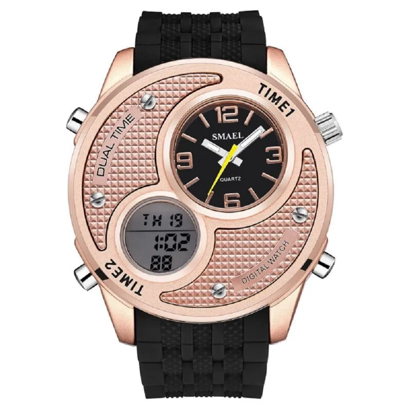 Relógio Masculino Smael 1199 Display Grande À Prova D´ Água - Rosa