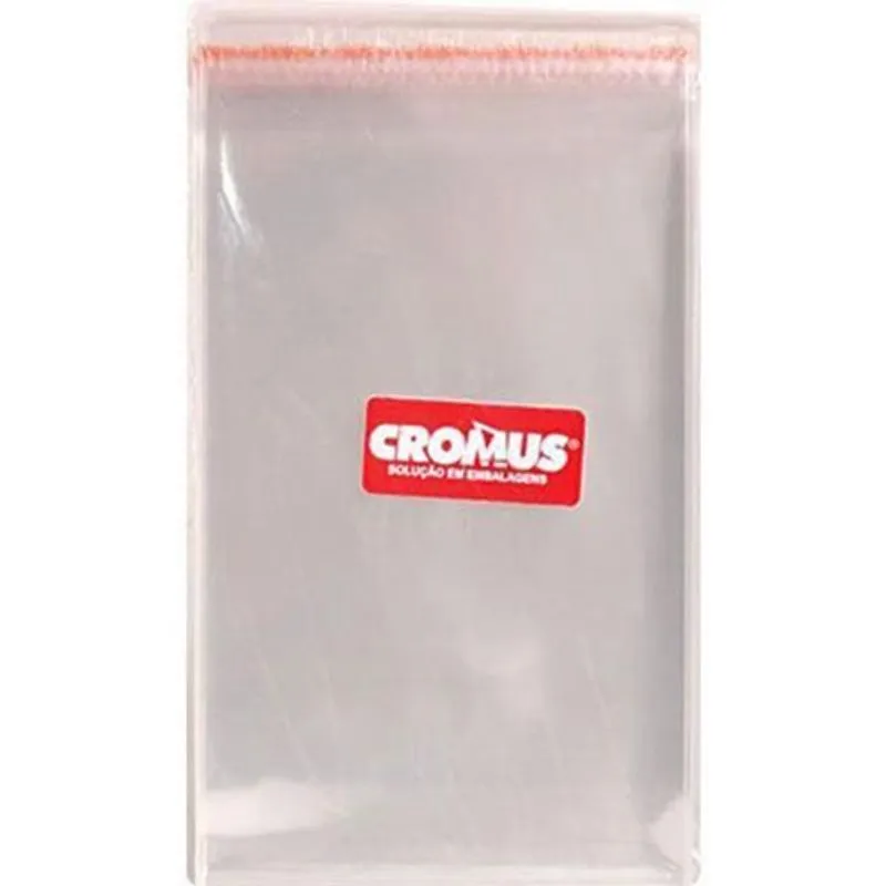 Saco Adesivado Transparente Liso Incolor 18x25cm - 100 unidades - Cromus