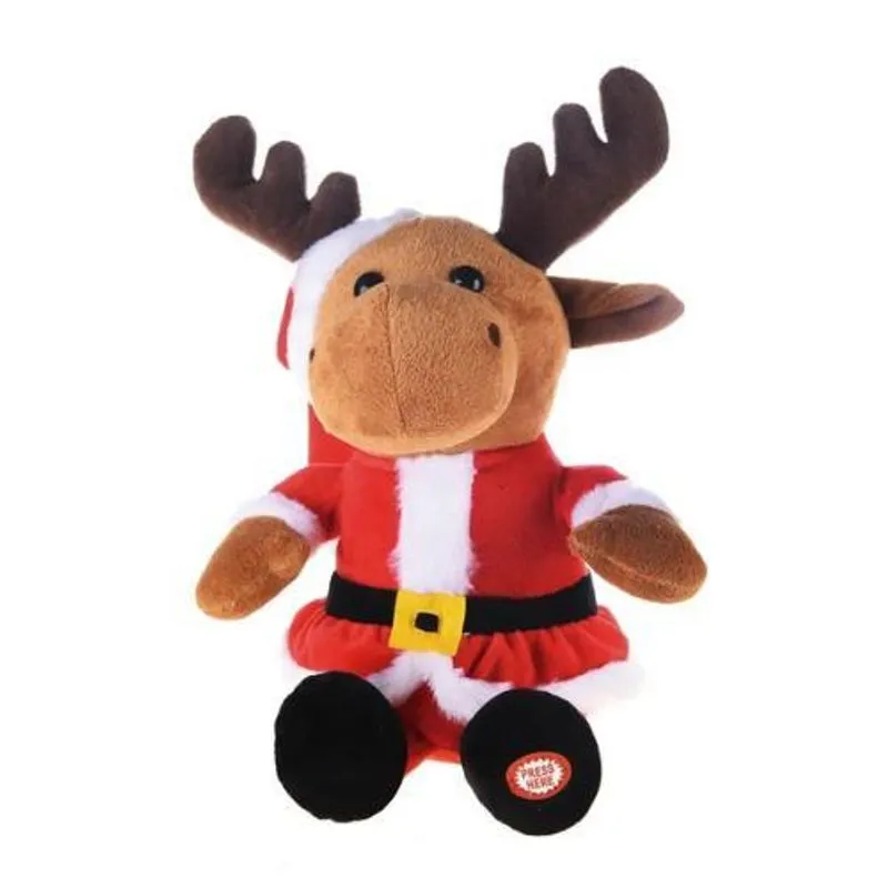 Urso Rena Natal Animada Marrom Vermelho 30cm 1111089 Cromus