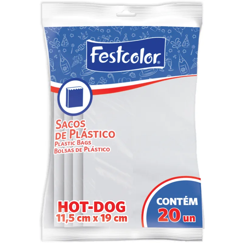 Saco para Hot DOg FESTCOLOR Plástico 11.5x19cm