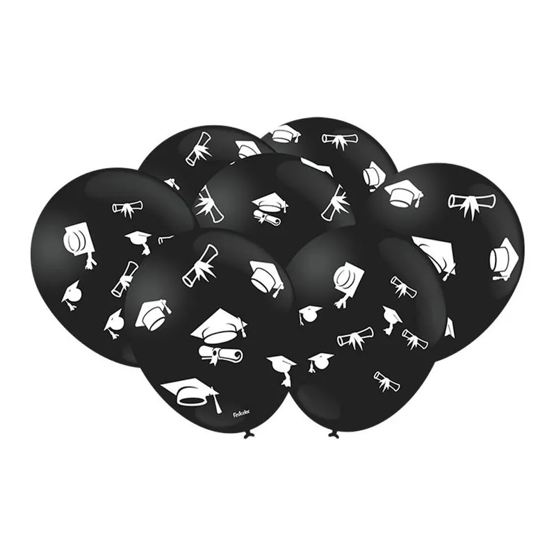 Balão Látex Decorado Formatura Preto C/25 - Festcolor