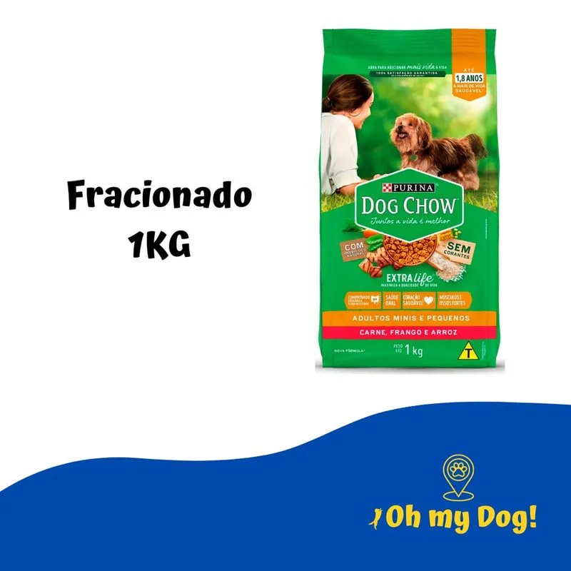 Dog chow extralife adultos mini E pequenos carne, frango E arroz granel 1KG