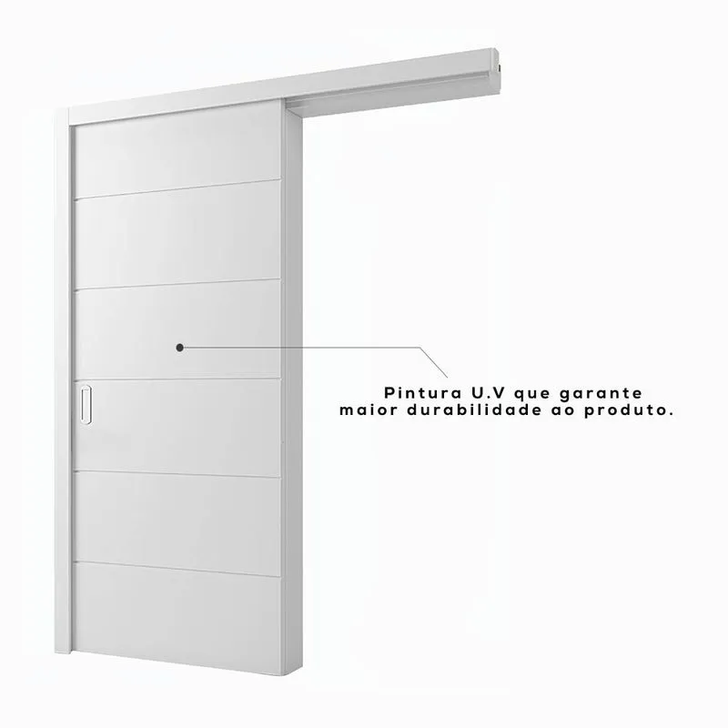 Kit Porta Bella Correr Mdp Branco Acabado Batente 14cm Com Ferragens210x82 Direita Vert