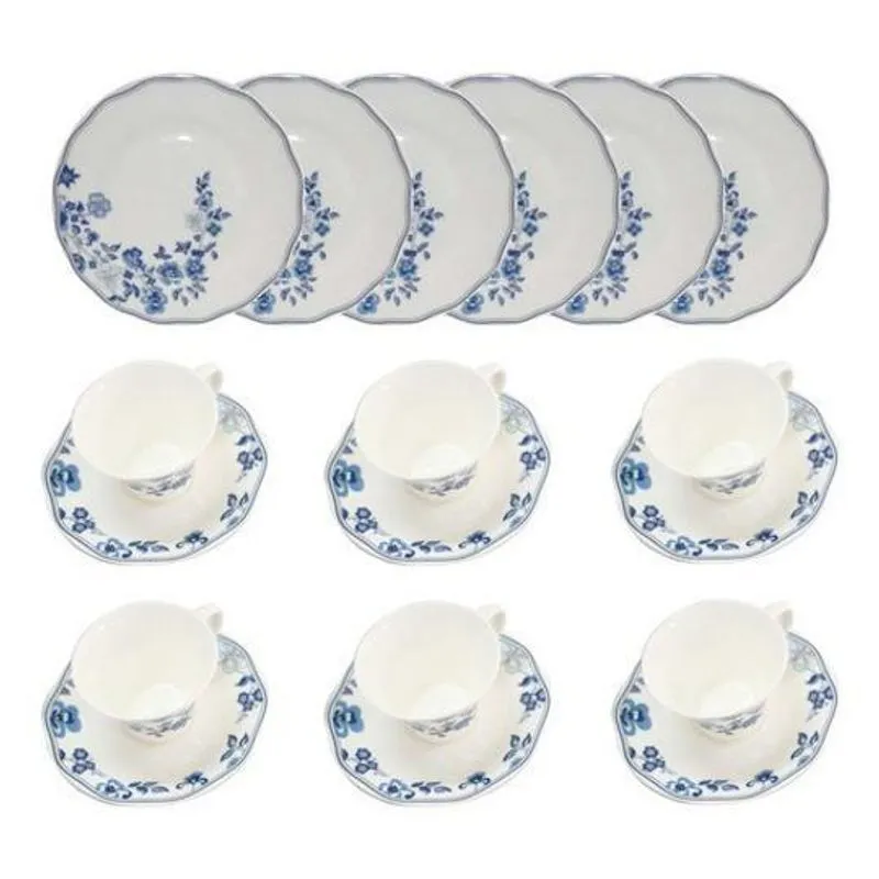 Kit Prato Salada E Xícara 100ml Branca Bona China - 15378