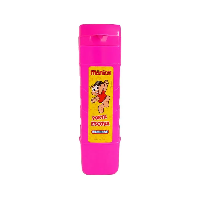 Estojo Protetor Porta Escova e Creme Dental Rosa em Polipropileno Infantil Turma da Mônica 18 cm Frescor