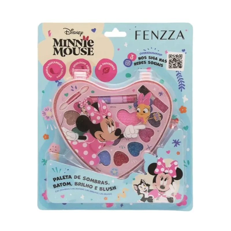 Paleta De Sombras, Batom, Brilho E Blush Fenzza Minnie