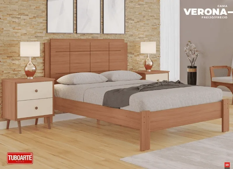 Cama Casal Verona Freijó - Tuboarte