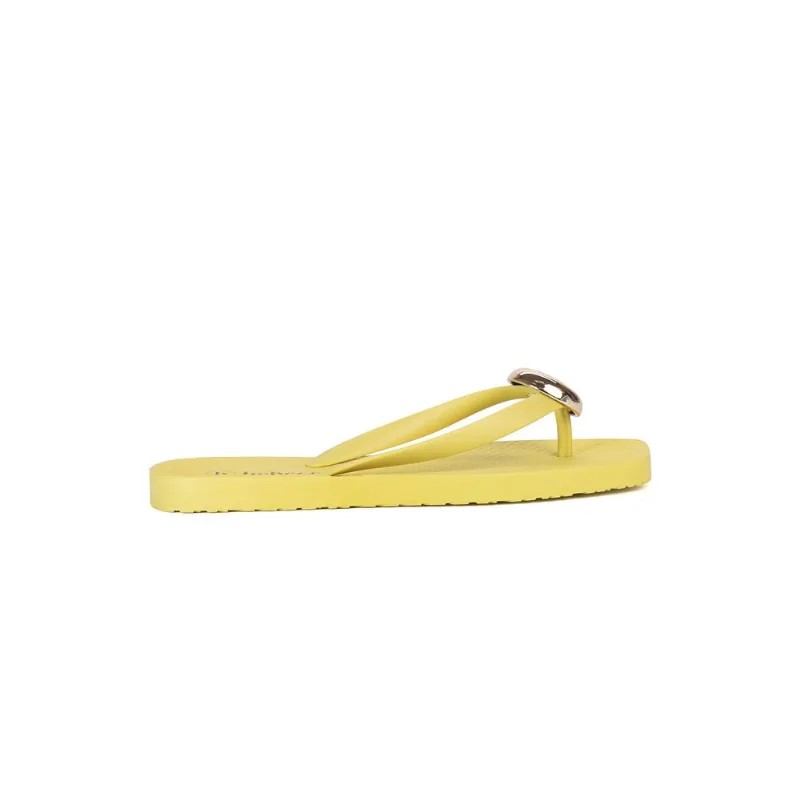 Chinelo de Dedo Monocromático Maxi Enfeite Solado Flat AMARELO 39/40