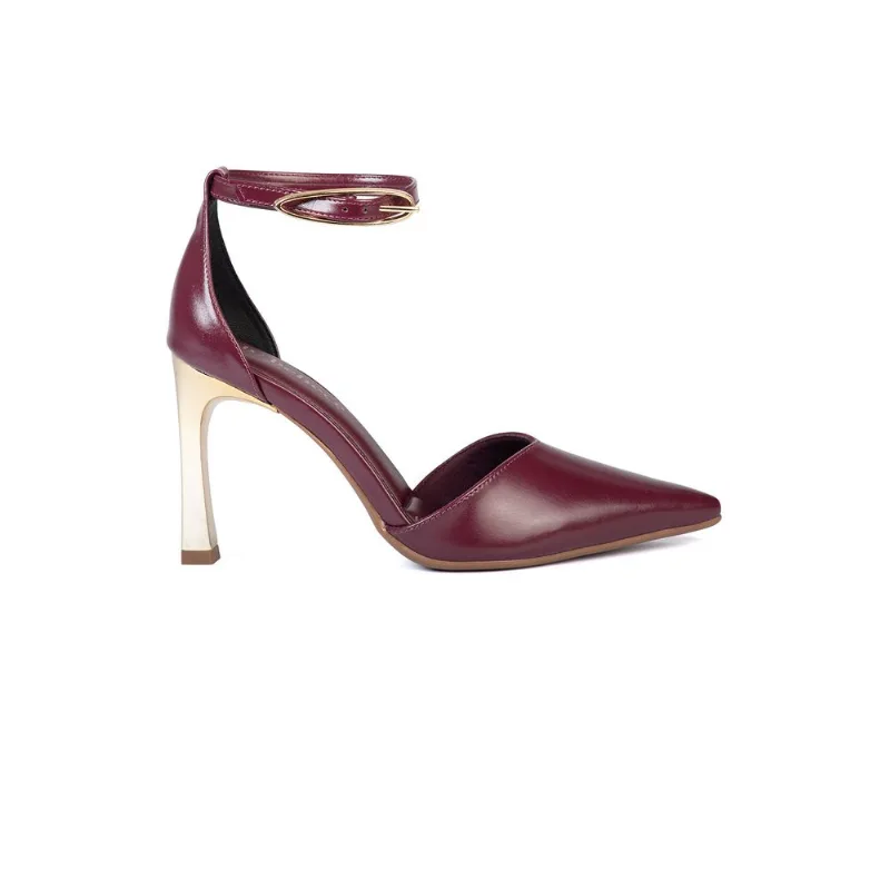Scarpin Bebecê Semi Aberto Salto Fino Com Fivela ROXO 37