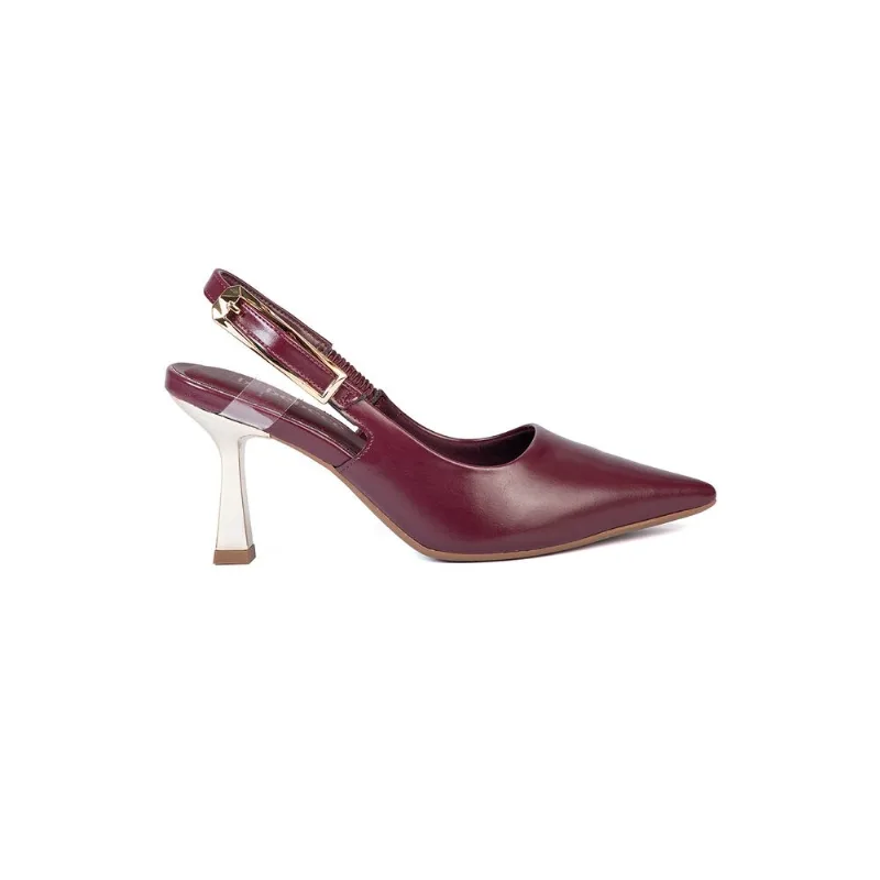 Scarpin Slingback Bebecê Salto Geométrico com Fivela ROXO 40
