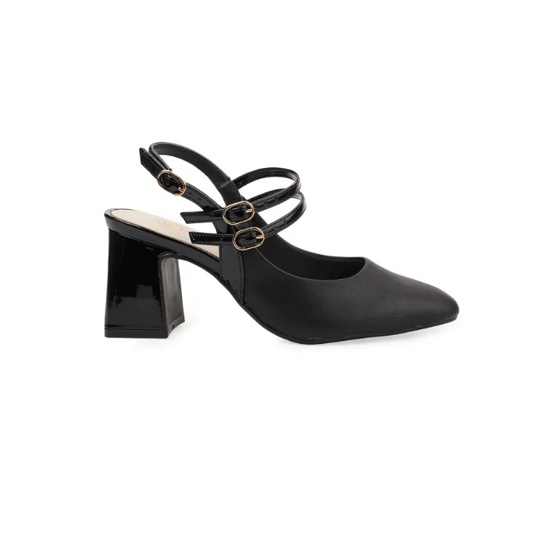 Scarpin Bebecê Multi Tiras com Salto Bloco Preto 33