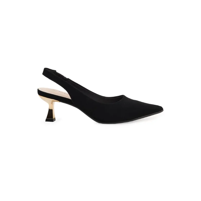 Slingback Bebecê Bico Fino com Salto Taça Preto 34