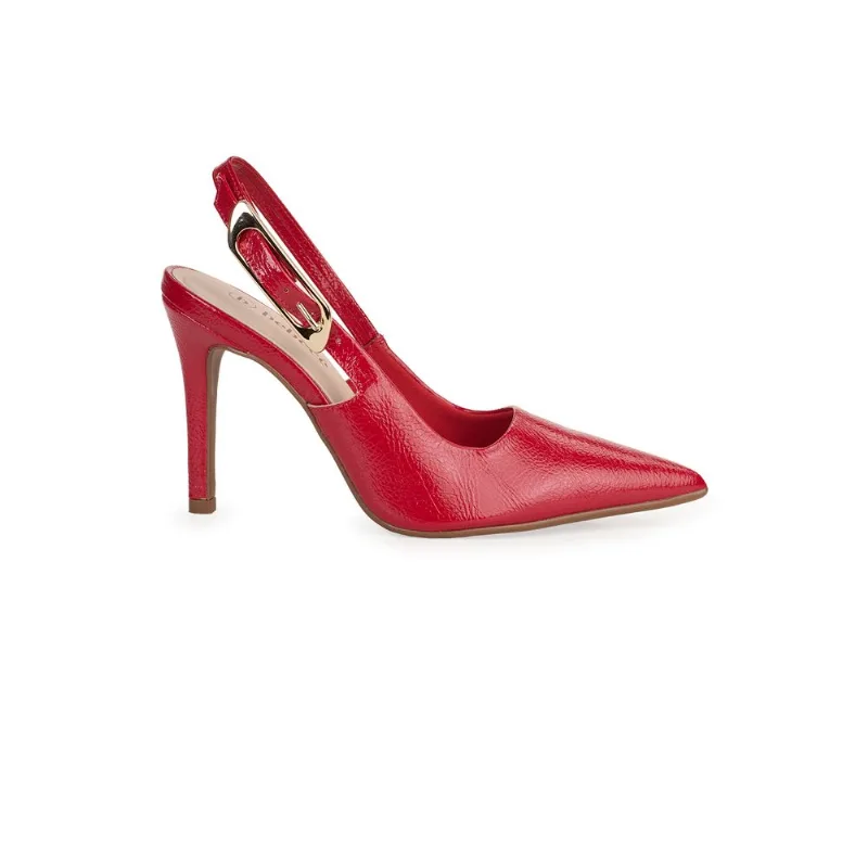 Scarpin Bebecê Slingback Elegante com Salto Fino Vermelho 40