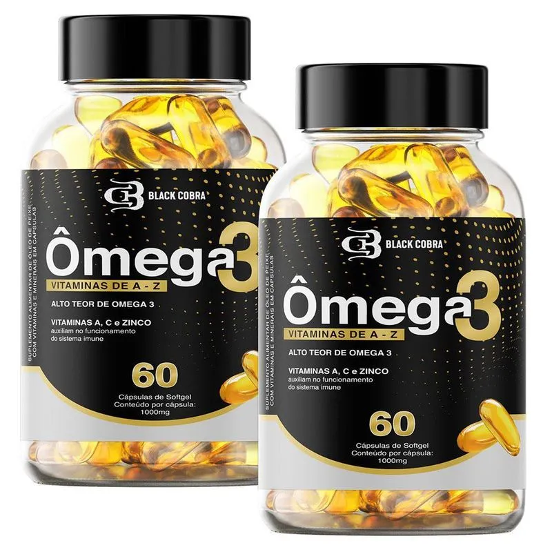 Kit 2x Ômega 3 Vitaminas De A-z 120 Softgels Black Cobra