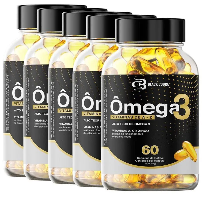 5x Ômega 3 Vitaminas De A-z 300 Softgels Black Cobra