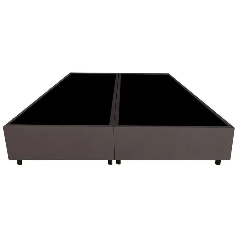 Base Cama Box King Bipartida Gazin Onix Madeira Suede Linho Cinza Escuro