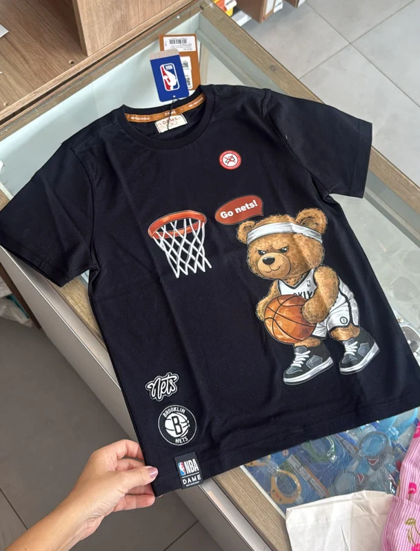 CAMISETA MANGA CURTA URSO TEDDY BASQUETE MENINO DAME Preto / 10