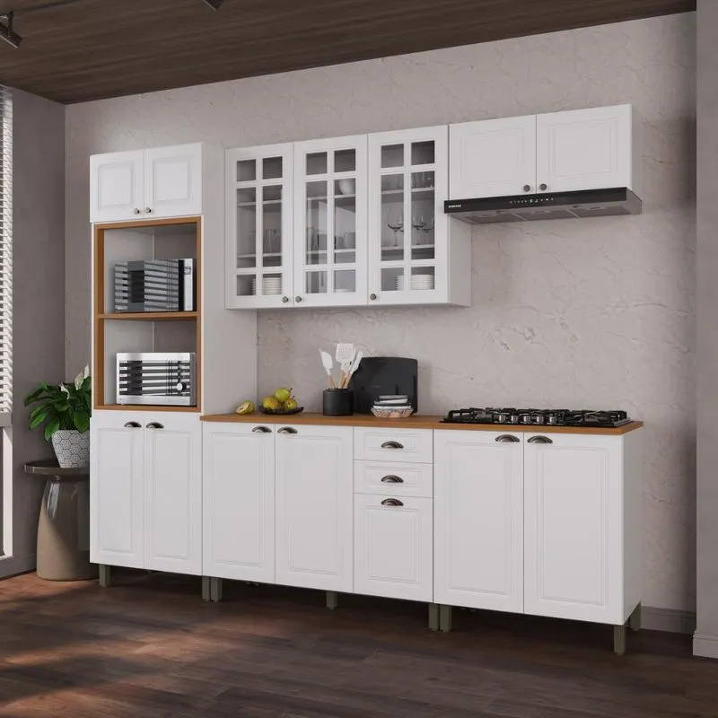 Armário Cozinha Modulada Completa Americana 100% MDF 270cm Provence Multimóveis CRINK-CPL007