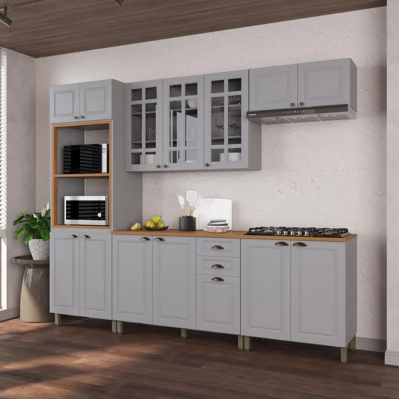Armário Cozinha Modulada Completa Americana 100% MDF 270cm Provence Multimóveis CRINK-CPL007