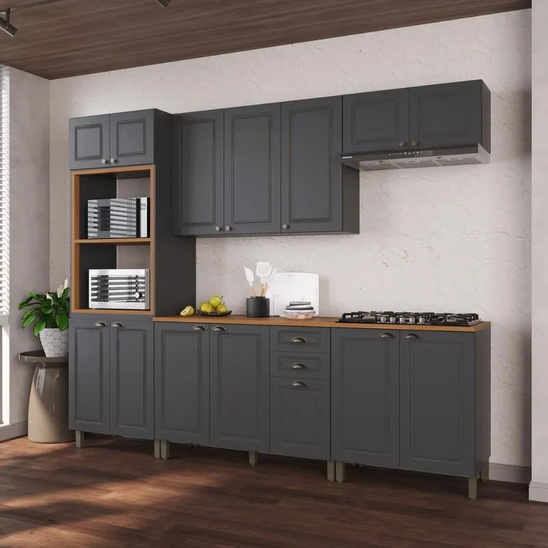Armário Cozinha Modulada Completa Americana 100% MDF 270cm Provence Multimóveis CRINK-CPL008