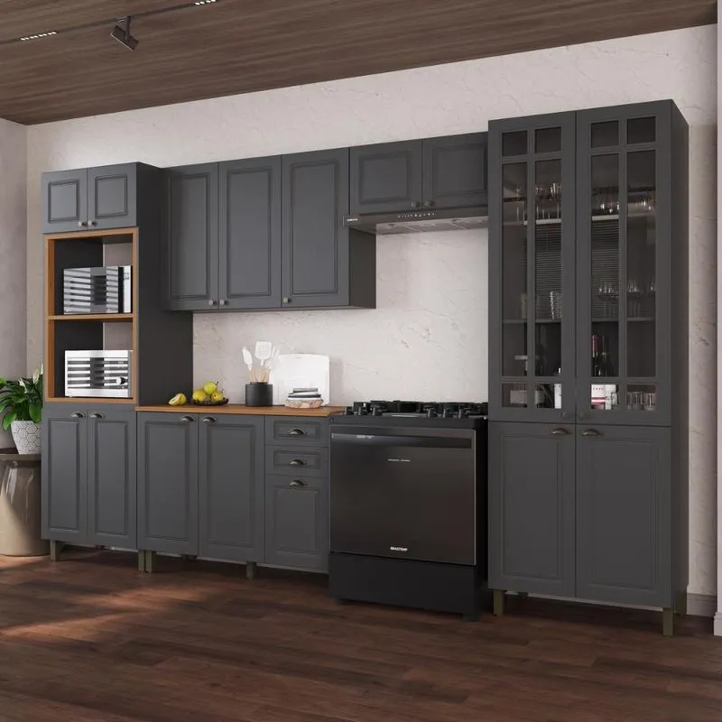 Armário Cozinha Modulada Completa Americana 100% MDF 350cm Provence Multimóveis CRINK-CPL011