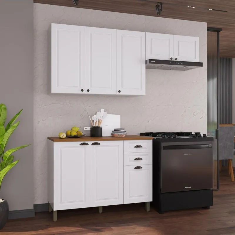 Armário Cozinha Modulada Compacta Americana 100% MDF 200cm Provence Multimóveis CRINK-CPT006