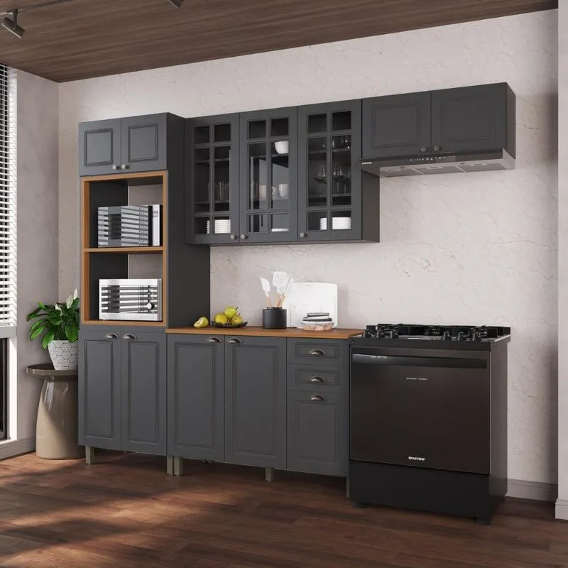 Armário Cozinha Modulada Completa Americana 100% MDF 270cm Provence Multimóveis CRINK-CPL017
