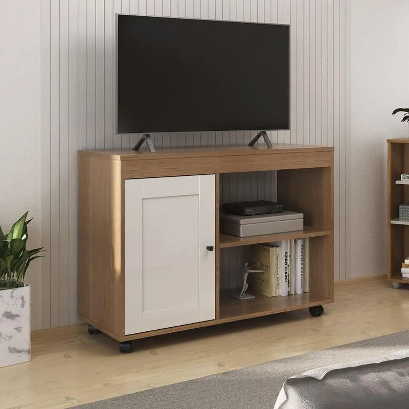 Rack para TV até 35 Polegadas 91cm com Rodízios 1 Porta Multimóveis CR45327