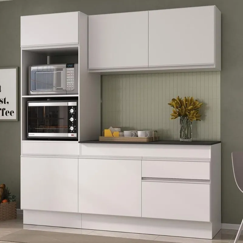Cozinha Compacta Armário Balcão e Rodapé FL2177 Multimóveis Branco