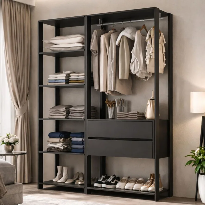 Guarda-Roupa Closet Modulado Arizona 2 Gavetas 135cm Multimóveis MP4783 Preto - Multimóveis