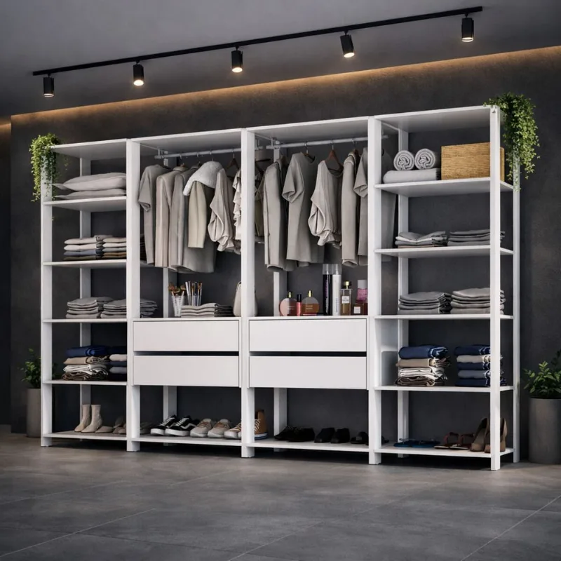 Guarda-Roupa Closet Modulado Arizona 4 Gavetas 270cm Multimóveis MP4784 Branco - Multimóveis