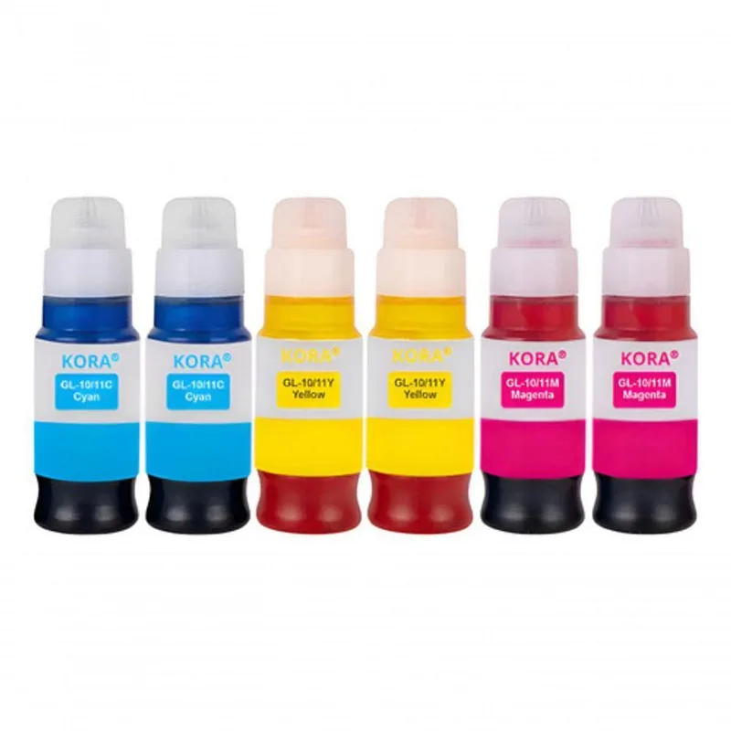 Kit 6 Refil De Tinta Compatível Gi-10 Para Canon G6010 G7010 Gm2010 Gm4010 Ciano Amarelo Magenta