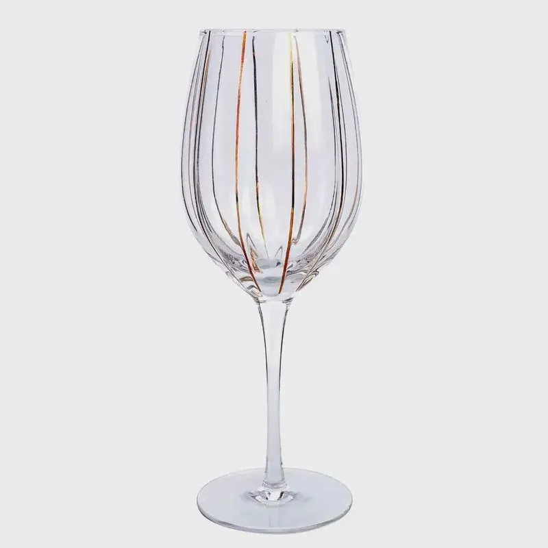 Taça p/Agua Cristal Listras Horiz. Douradas 580ml - Unid.