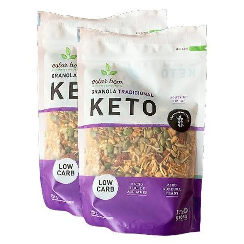Kit 2x: Granola Keto Tradicional Sem Glúten Estar Bem 250g