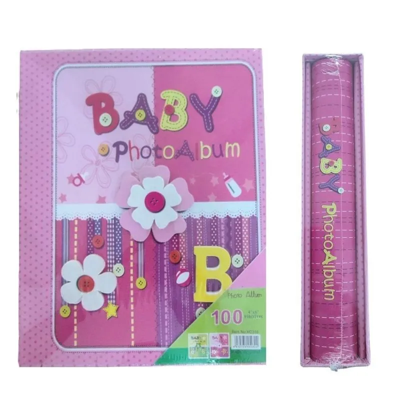 Album De Fotos 27x21 Cm Para 100 Fotos Baby Rosa Com Capa