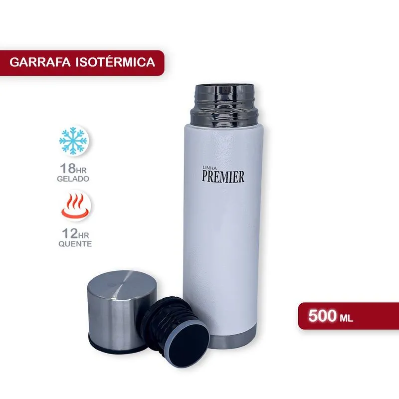 Garrafa Térmica Aço Inox Água Gelada Garantida Por 18 Horas - branco