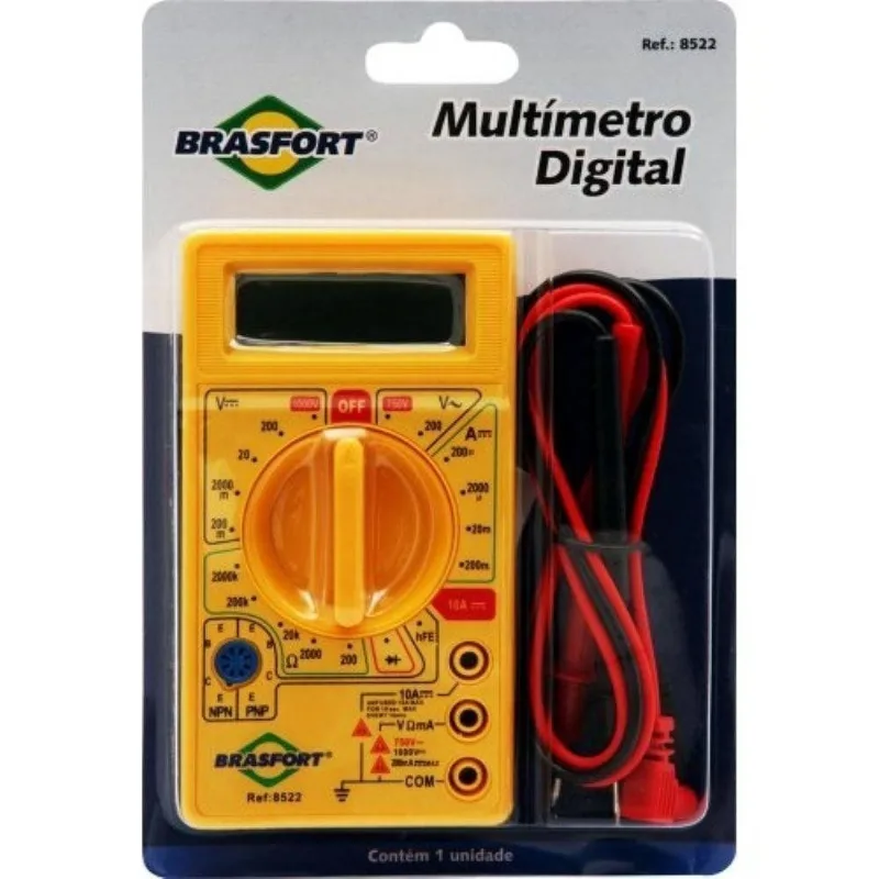 MULTIMETRO DIGITAL BRASFORT C/ ALARME SONORO 8522