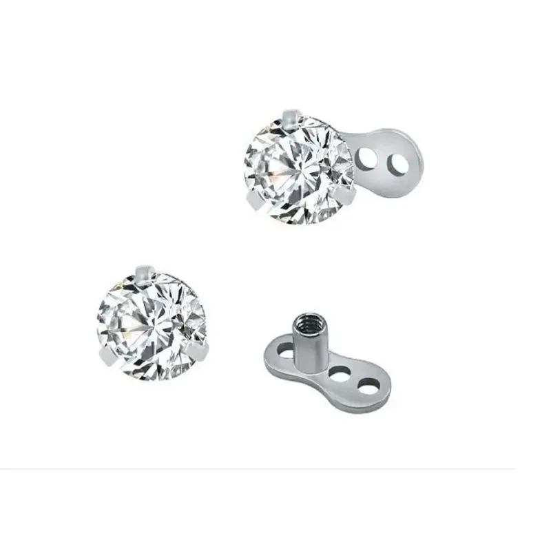 Piercing Microdermal Zirconia Pedra Cristal 5mm Aço