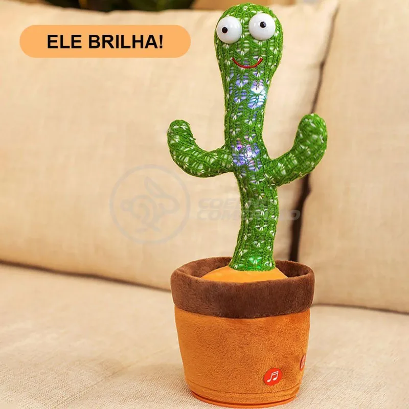 Brinquedo Infantil Cacto Dançante Pelúcia 120 Músicas Usb