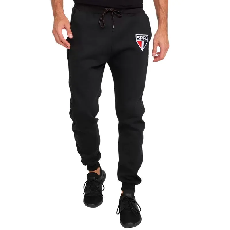 Calça Spr São Paulo Moletom Clássica Masculino - Preto EG / Preto