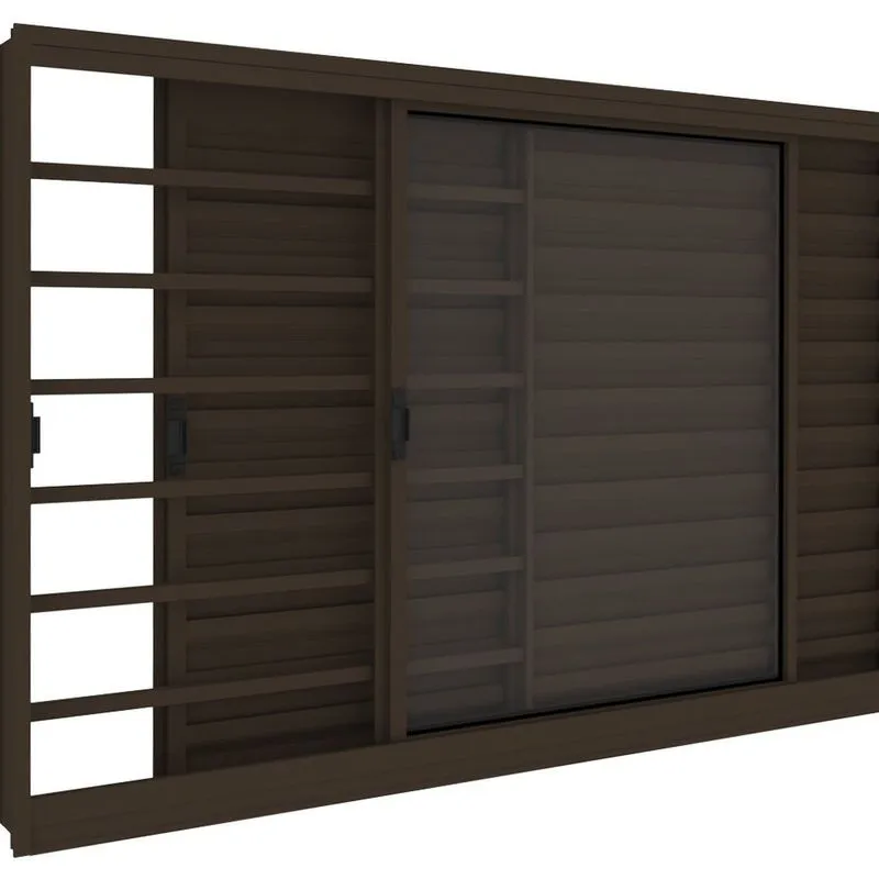 Janela De Aço 100 Cm X 120 Cm 3 Folhas - Cor: Bronze Branco