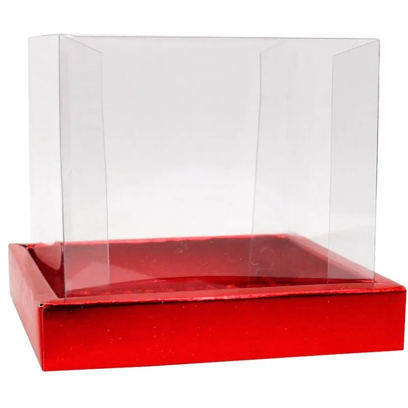 Caixa Para Panetone/Bolo Com Tampa 500g Vermelho Texturizado 5 Unidades ASSK