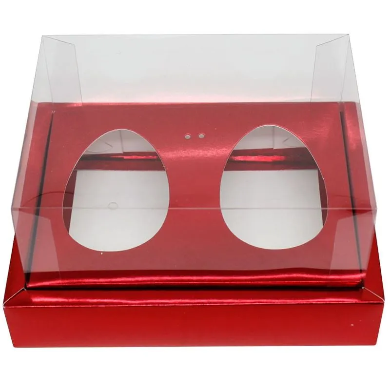 Caixa Base com Moldura 2 Ovos de Colher 100g/150g Vermelho Texturizado com 5 Un ASSK