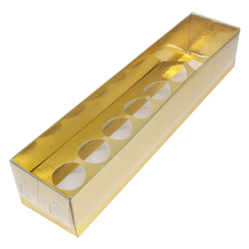 Caixa Para Botão De Rosa e 6 Doces Ouro 6x32x7cm C/5 Un ASSK