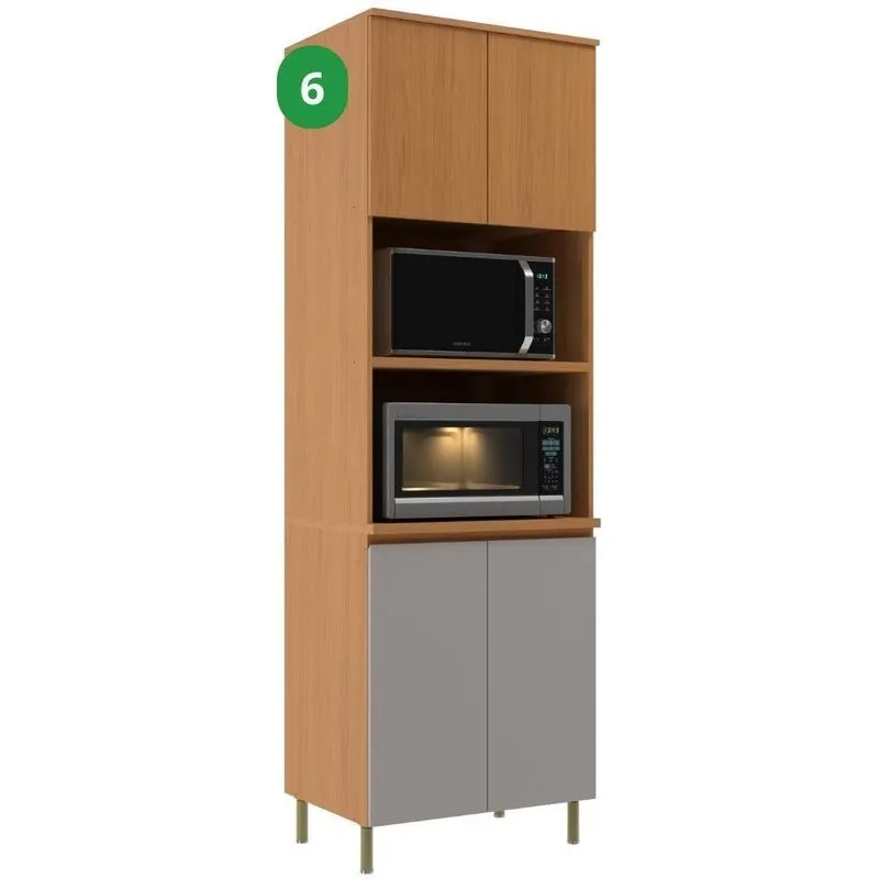 Torre Quente 4 Portas 100% MDF Aurea Móveis Sul Angelin/Cinza 70cm 5553ACZ