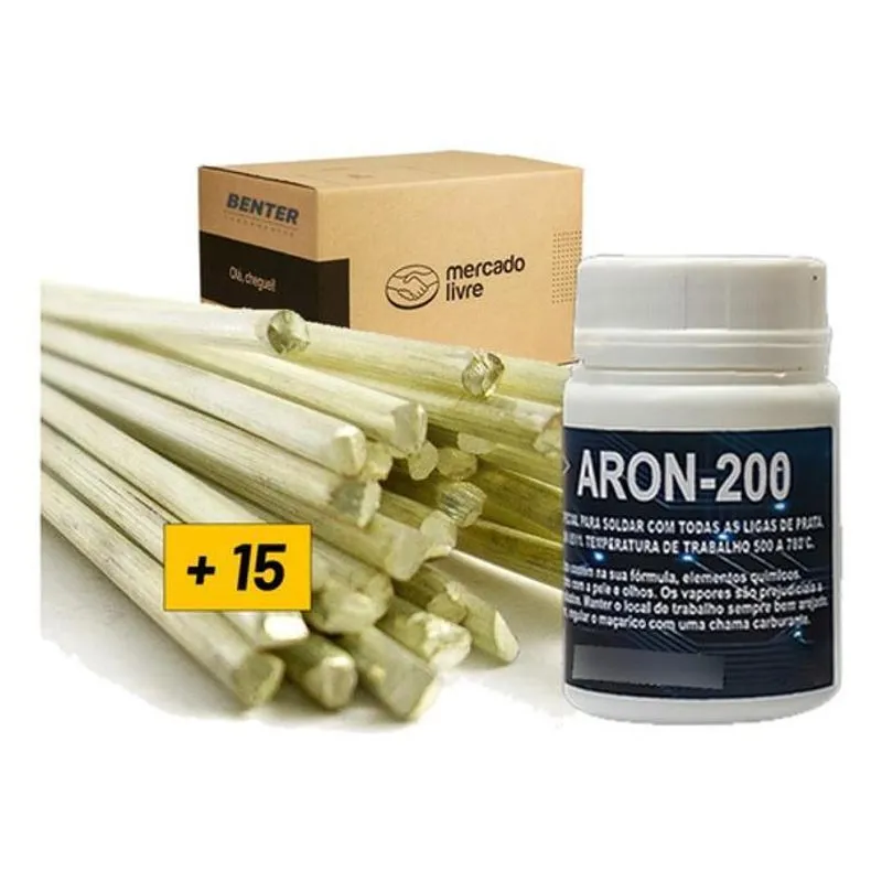 Kit 15 Varetas Solda 2,5mm + 1 Fluxo Solda Aron200 -100gr