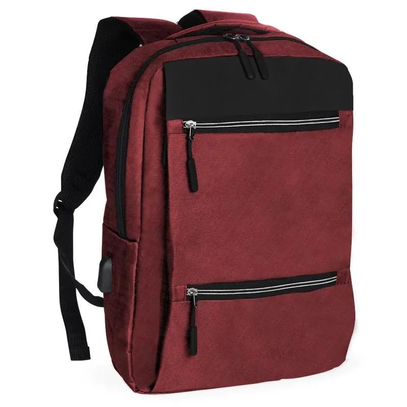 10 Mochila De Nylon Usb 20l Vermelha