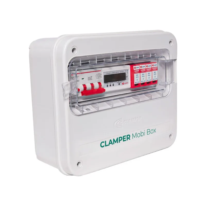 CLAMPER Mobi Box 380V 22kW C M - Quadro de Proteção para Carregadores Veiculares – 380V - Cinza – Com Medidor de Energia 024036
