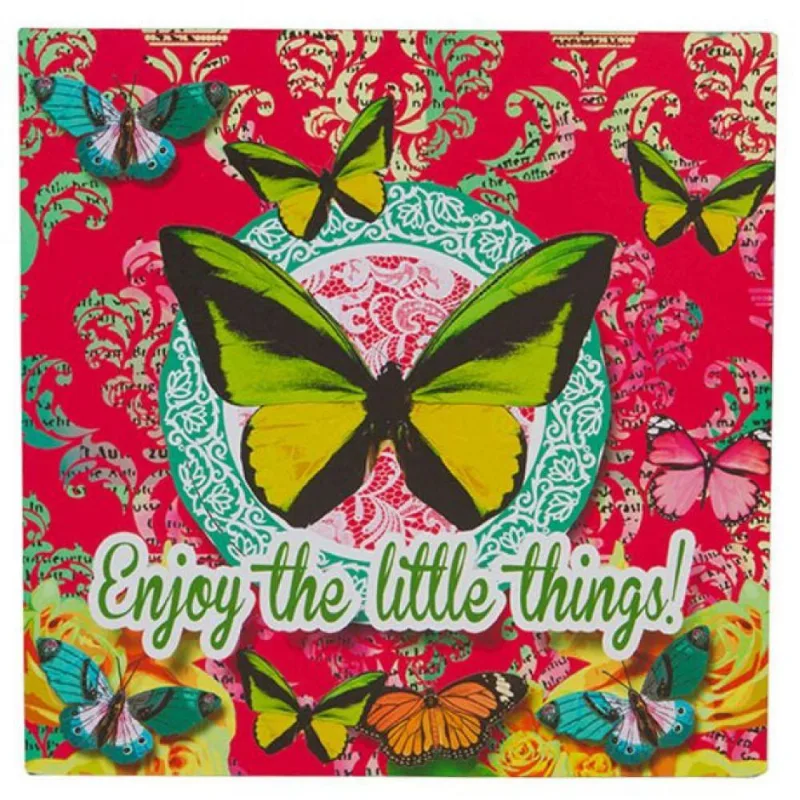 Placa Butterfly Pink Exclusivo 30x30 cm Trevisan Concept