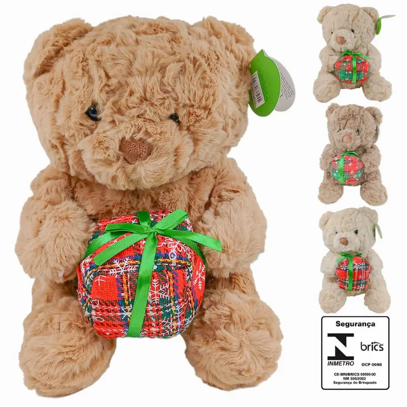 Urso de Pelúcia Presente 30cm em Poliester Tuka Toys